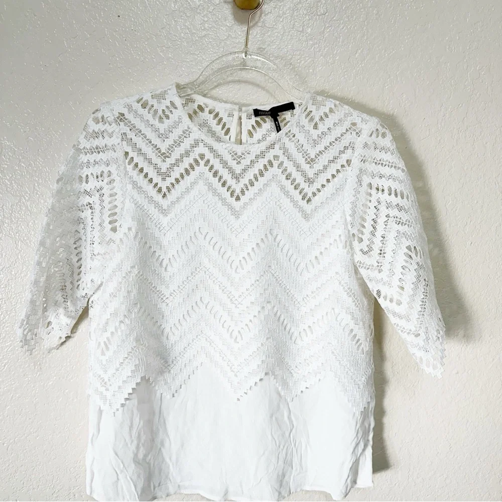 Maje Elegant White Lace Top size 2 M - Picture 4 of 10
